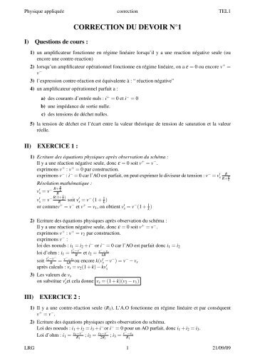 CORRECTION DU DEVOIR NÂ°1 - LycÃ©e Roland Garros