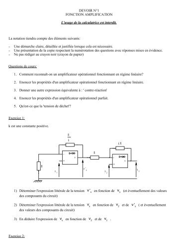 DEVOIR NÂ°1 FONCTION AMPLIFICATION L'usage de la calculatrice ...