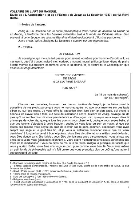 les rencontres de zadig