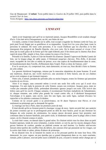 Guy de Maupassant : L'enfant - Omero