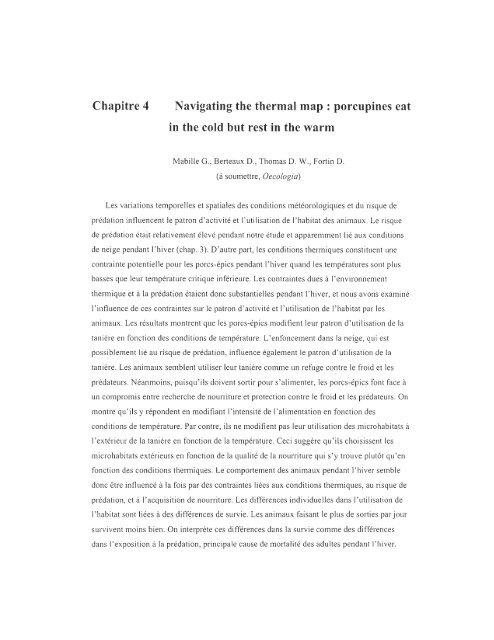 influence du climat et de la prÃ©dation sur l'utilisation de l'habitat et la ...