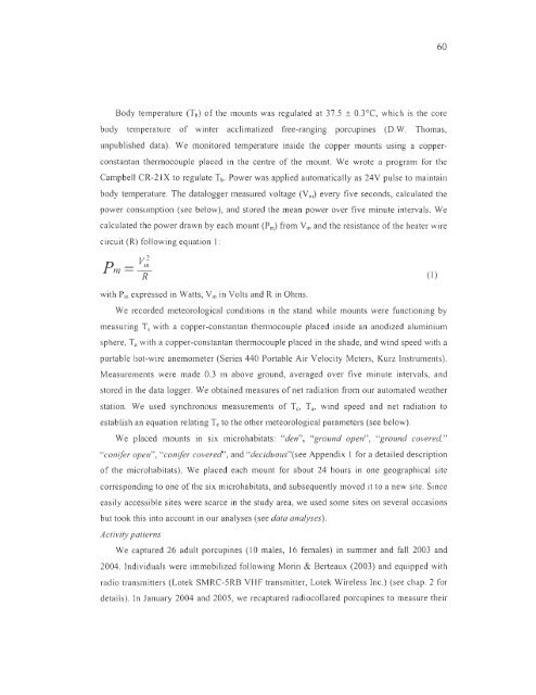 influence du climat et de la prÃ©dation sur l'utilisation de l'habitat et la ...