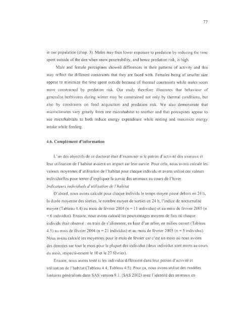 influence du climat et de la prÃ©dation sur l'utilisation de l'habitat et la ...