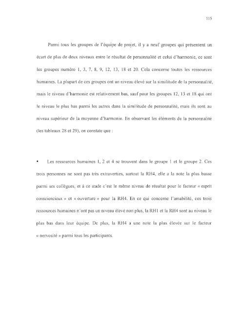 effets potentiels de l'harmonie des personnalitÃ©s des membres d ...