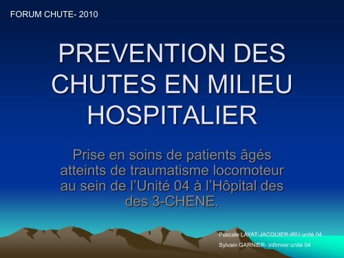 Prévention des chutes en milieu hospitalier - HUG