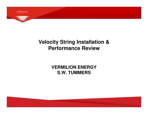 Velocity String Installation &amp; Performance Review - ALRDC