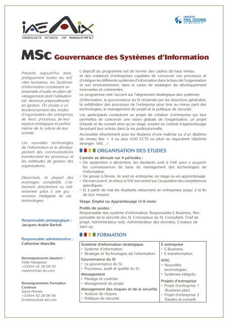 MSc Gouvernance des SystÃ¨mes d'Information - IAE Aix-en-Provence