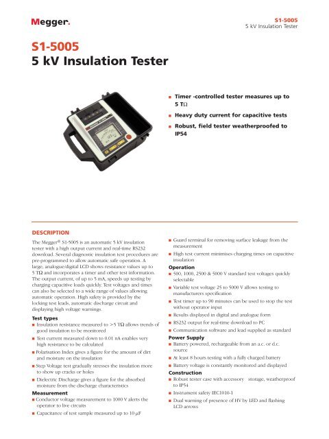 S1-5005 5 kV Insulation Tester - Maxtech