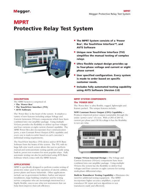 MPRT Protective Relay Test System - Maxtech