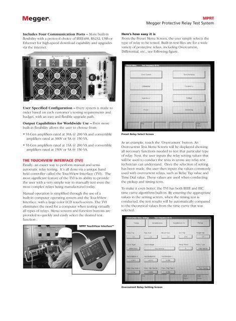 MPRT Protective Relay Test System - Maxtech