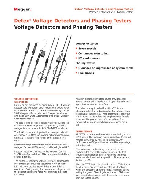 DetexÂ® Voltage Detectors and Phasing Testers Voltage ... - Maxtech