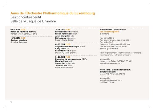 Orchestre Philharmonique du Luxembourg Saison 2013