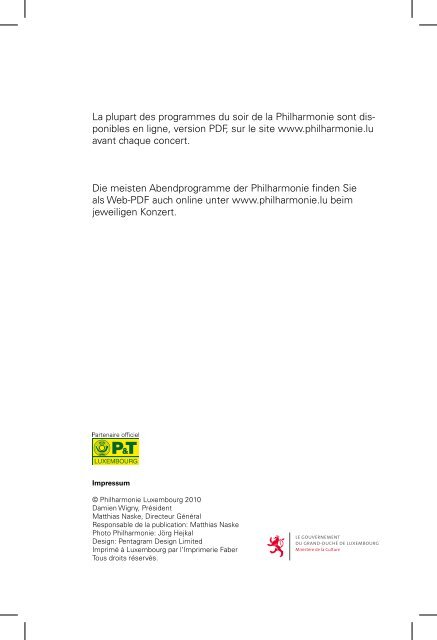 Abendprogramm (PDF) - Philharmonie Luxembourg