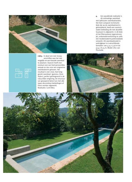 Het klassieke zwembad met rechthoekige vorm, azuurblauw water ...