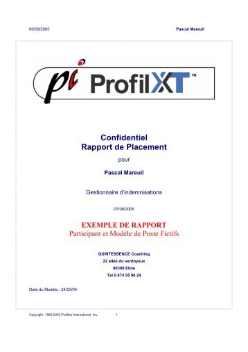 Voir un exemple de rapport - Quintessence Coaching