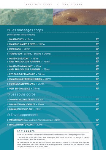 Les massages corps Les soins corps enveloppements - Spa Océane