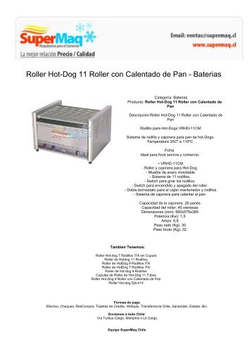 Roller Hot-Dog 11 Roller con Calentado de Pan - Baterias - Equipos ...