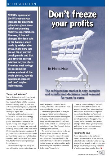 Refrigeration - Don't freeze your profits(PDF) - Supermarket.co.za