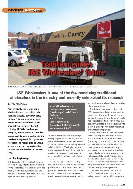 Tradition guides J&E Wholesalers' future - Supermarket.co.za
