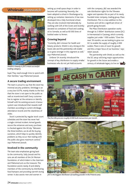Tradition guides J&E Wholesalers' future - Supermarket.co.za