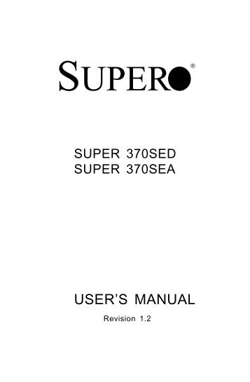 USER'S MANUAL - Supermicro