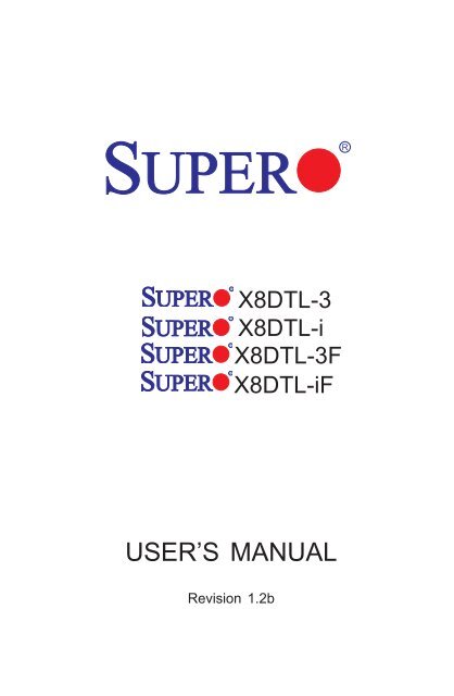 X8DTL-iF Motherboard Manual - Supermicro