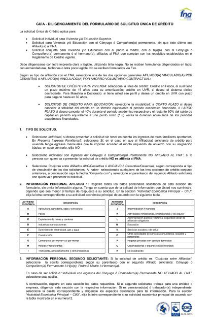 guÃ­a - diligenciamiento del formulario de solicitud Ãºnica de crÃ©dito