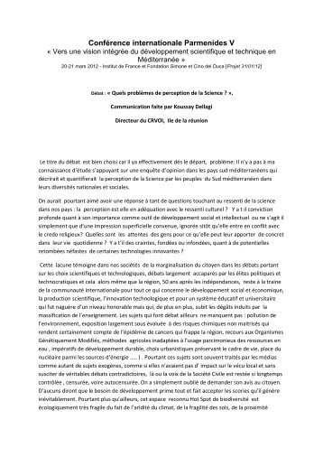 Communication de Koussay Dellagi - GID - Groupe Inter ...