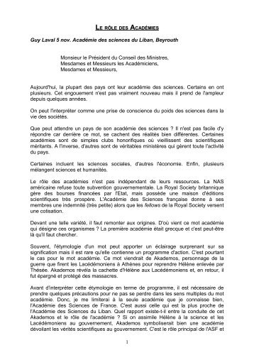 Lire le discours du Pr. Guy LAVAL, Vice-PrÃ©sident de l ... - GID