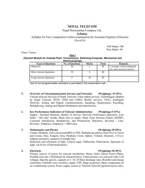 Level 6 (General Module Final) - Nepal Telecom