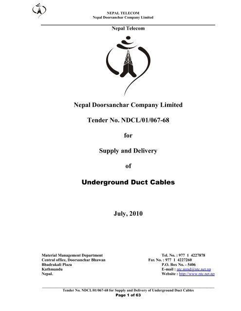 Nepal Doorsanchar Company Limited Tender No Nepal Telecom