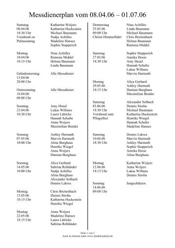 Messdienerplan (PDF) - Altenkleusheim