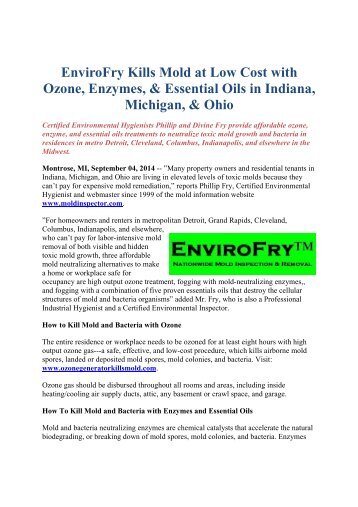 EnviroFry Re mends First Class Mold Inspection and Remediation for