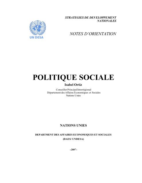 Note d'Orientation de la Politique Sociale - Development