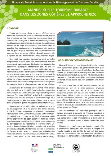 manuel sur le tourisme durable dans les zones côtières