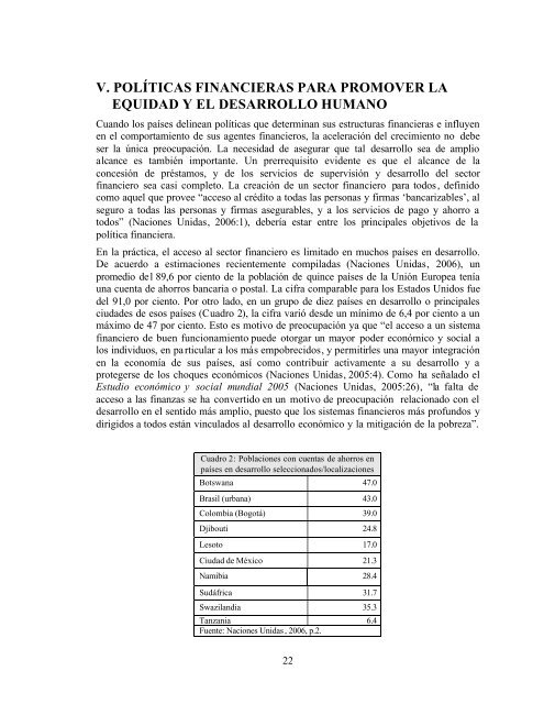 POLÍTICAS FINANCIERAS - Development - ONU