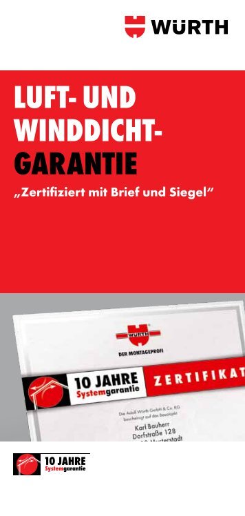 LUFT- UND WINDDICHT- GARANTIE