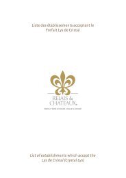 List of establishments which accept the Lys de ... - Relais ChÃ¢teaux