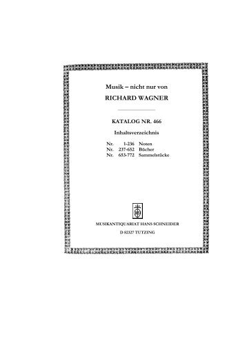 Musik â nicht nur von RICHARD WAGNER - Musikantiquariat und ...