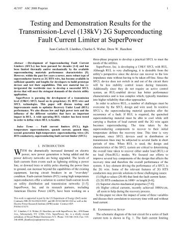 Testing and Demonstration Results for the ... - SuperPower