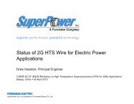 Status of 2G HTS Wire for Electric Power Applications - SuperPower