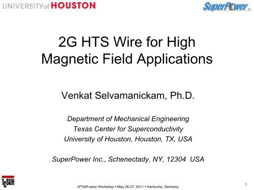 2G HTS Wire for High Magnetic Field Applications - SuperPower