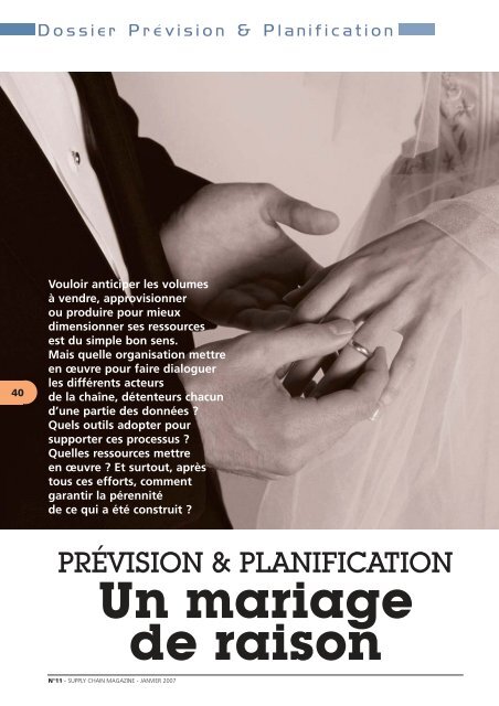 DOSSIER PREVISION ET PLANIFICATION Un mariage de raison