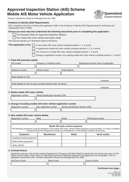 Approved Inspection Station (AIS) Scheme Mobile AIS Motor Vehicle ...