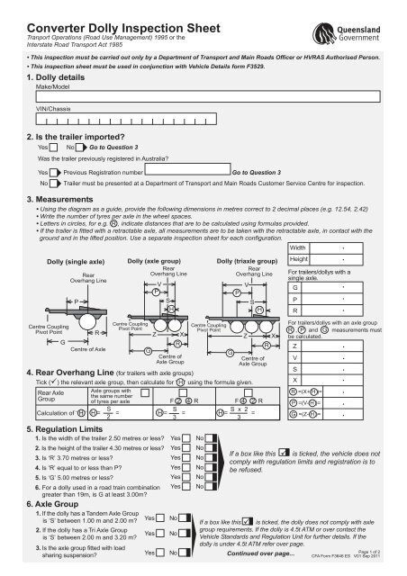 Converter Dolly Inspection Sheet