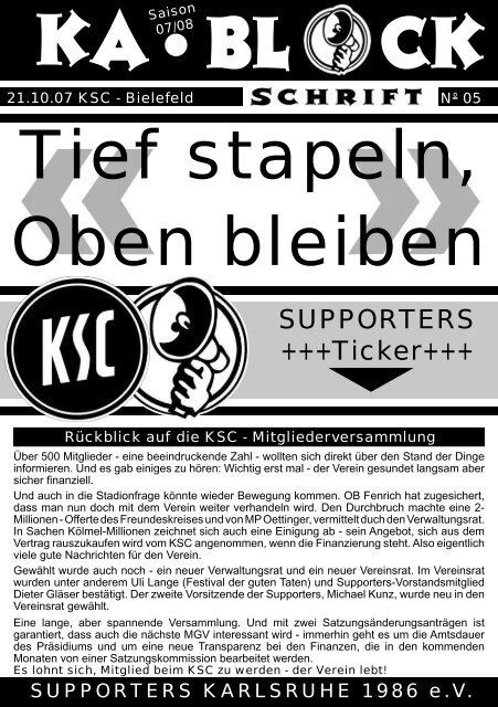 blockschrift 5 - Supporters Karlsruhe 1986 eV