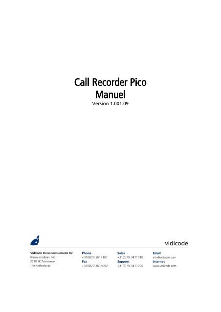 Call Recorder Call Recorder Pico Manuel