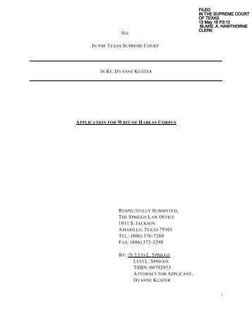 Petition for Writ of Habeas Corpus - Filed - Supreme Court of Texas