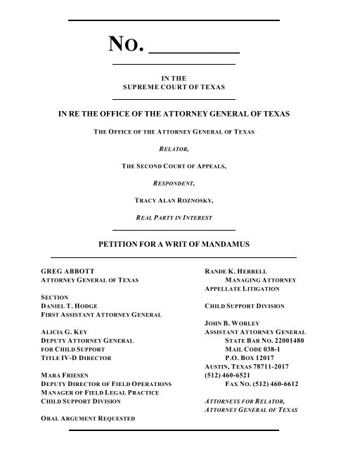 Petition for Writ of Mandamus - Filed - Supreme Court of Texas