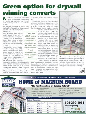 Green option for drywall winning converts